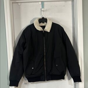 Hollister Black Bomber Jacket with Sherpa Collar